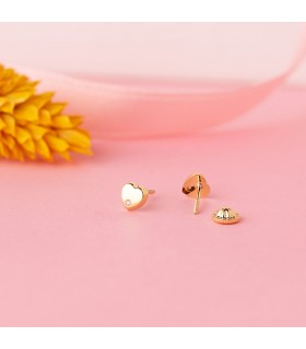 Orecchini Cuore zircone per neonata e bimba, oro giallo 18kt 5mm