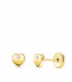 Pendientes corazón circonita Oro Amarillo 18 K 4 mm