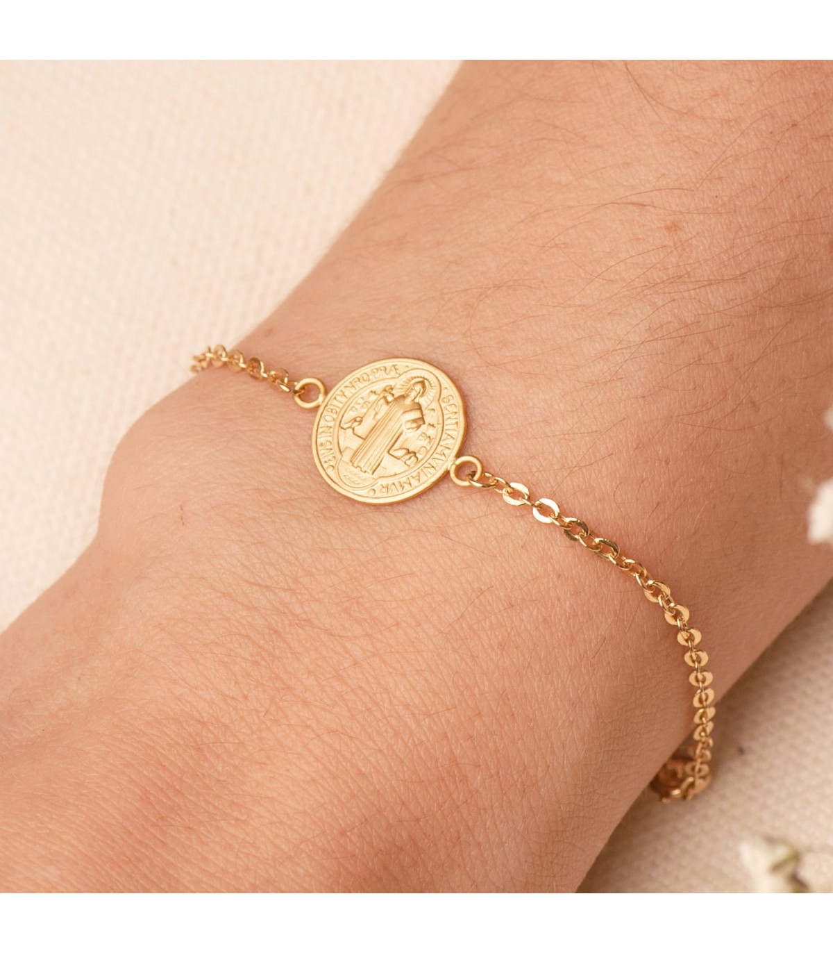 Bracciale medaglia di San Benedetto oro 18kt