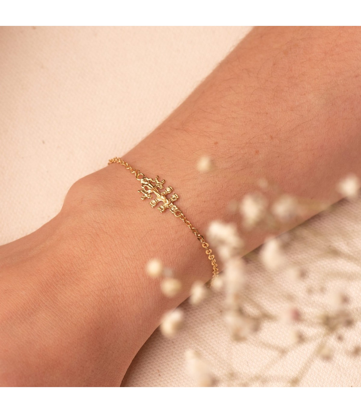 Bracelet Croix de Caravaca or 18K 20 cm