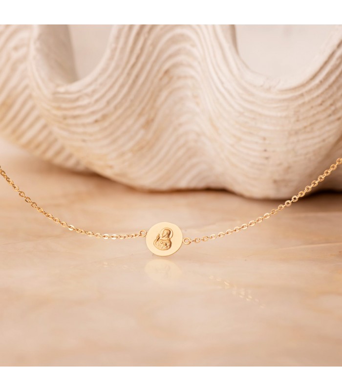 Pulsera Escapulario Sagrado Corazón Oro 18K 20 cm - pulseras mujer - pulseras comunión - pulseras de oro