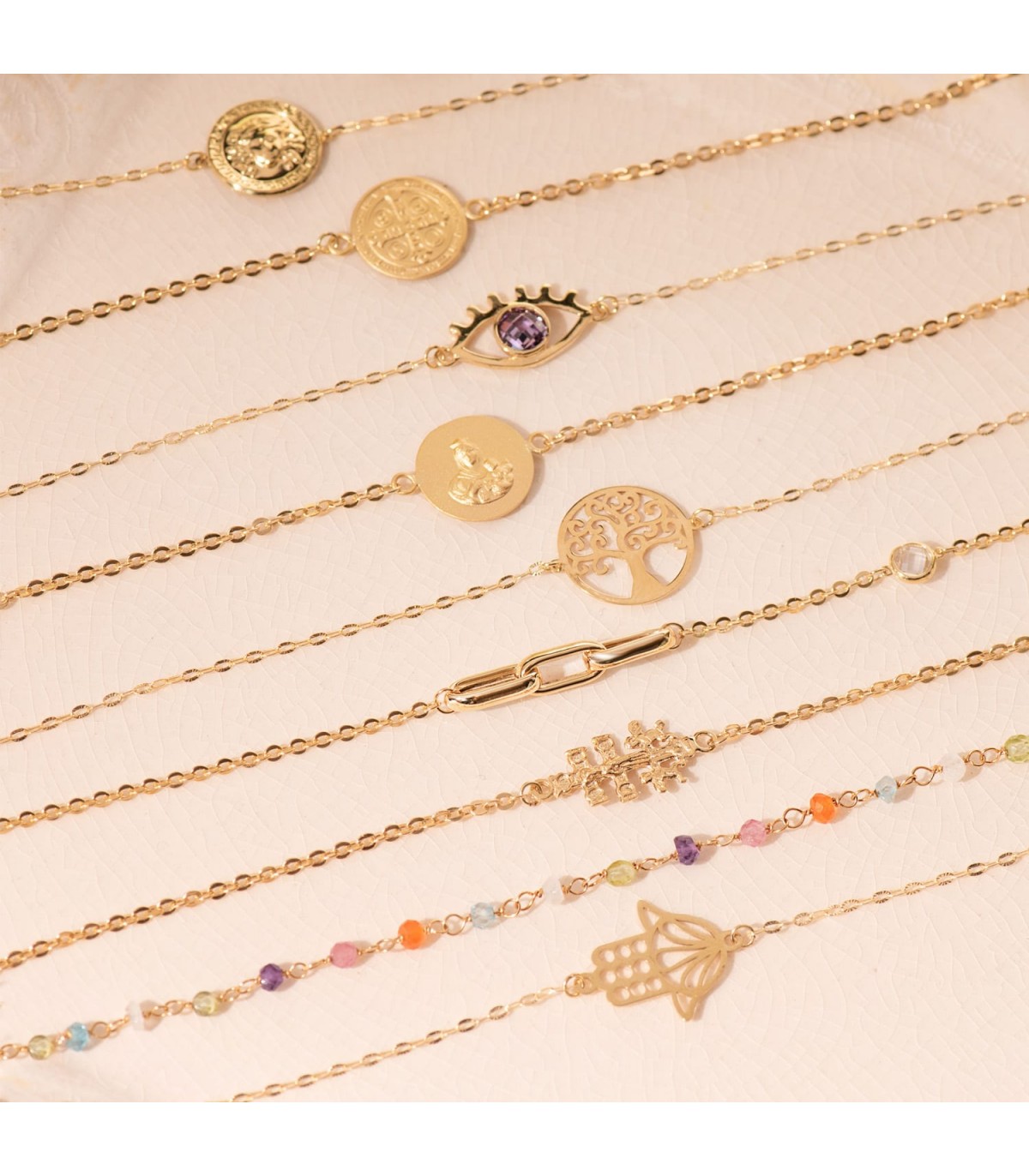 Bracelet scapulaire 10 mm Or 18K 20 cm