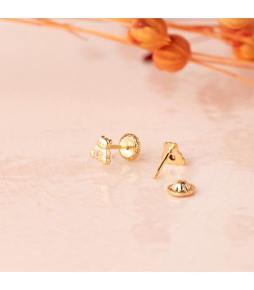 Pendientes con forma de oso con circonitas de oro 18k