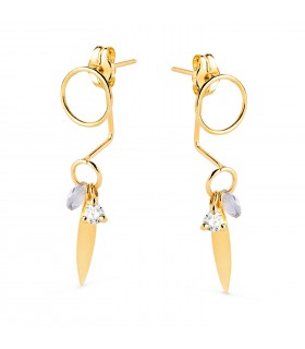 Orecchini in oro 750 con ciondoli, Yelena Ear Jacket 27 mm. Gioielli da donna, gioielleria online. Orecchini moderni.