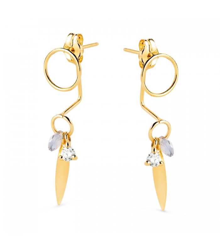 Orecchini in oro 750 con ciondoli, Yelena Ear Jacket 27 mm. Gioielli da donna, gioielleria online. Orecchini moderni.