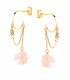 Boucles d'oreilles Or 18K Wanda quartz rose. Créoles pour femmes.