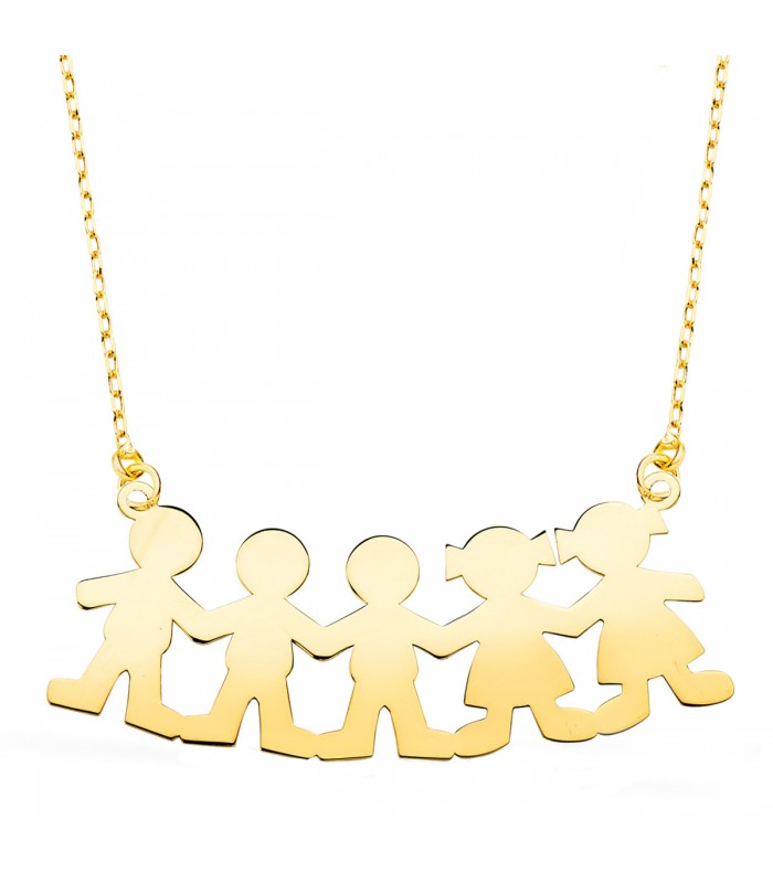 Collar personalizado 5 siluetas hijos Oro 18K