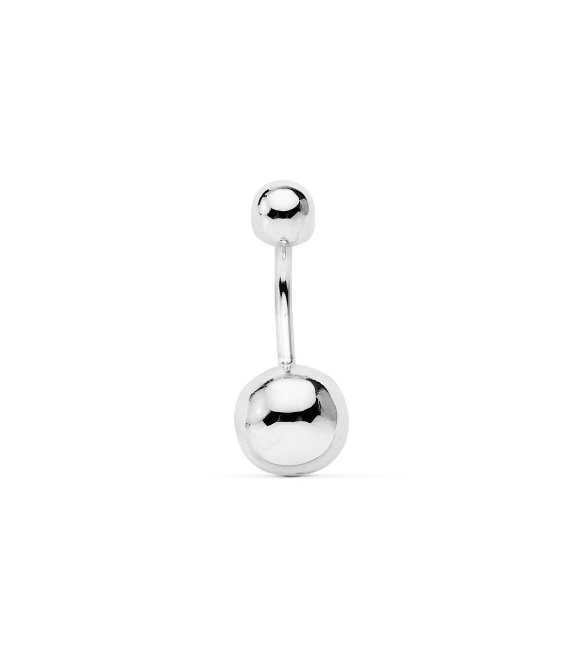 Piercing Nombril Or Blanc 18K Boules