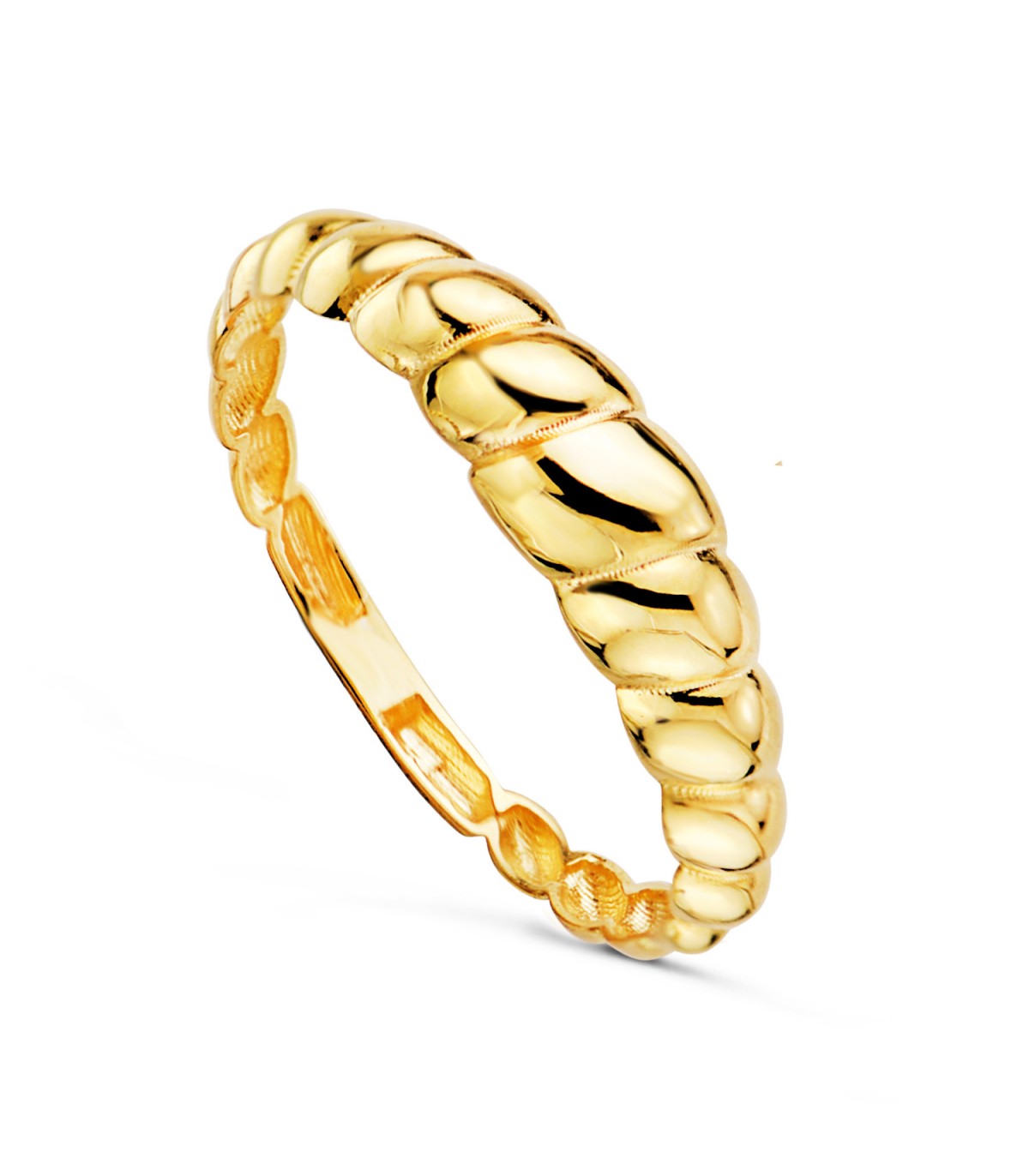 CROISSANT Damen Ring Gold 750 18K - Farbe Gelbgold, Gewölbt, Glatt, Wellen-Form.