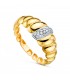 CROISSANT Damen Ring Gold 750 18K - Weißgold & Gelbgold, Gewölbt, Glatt, Wellen-Form.