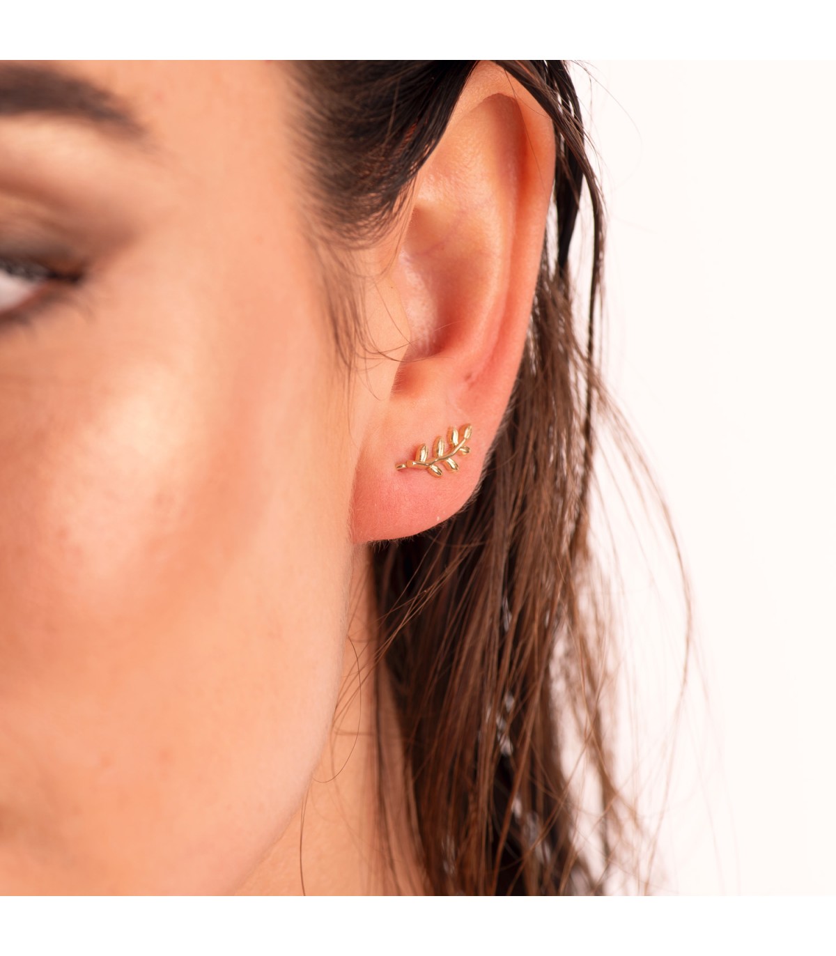 Orecchini lobo lunghi Foglie oro 18kt, modello rampicanti a foglia | Gioielli donna