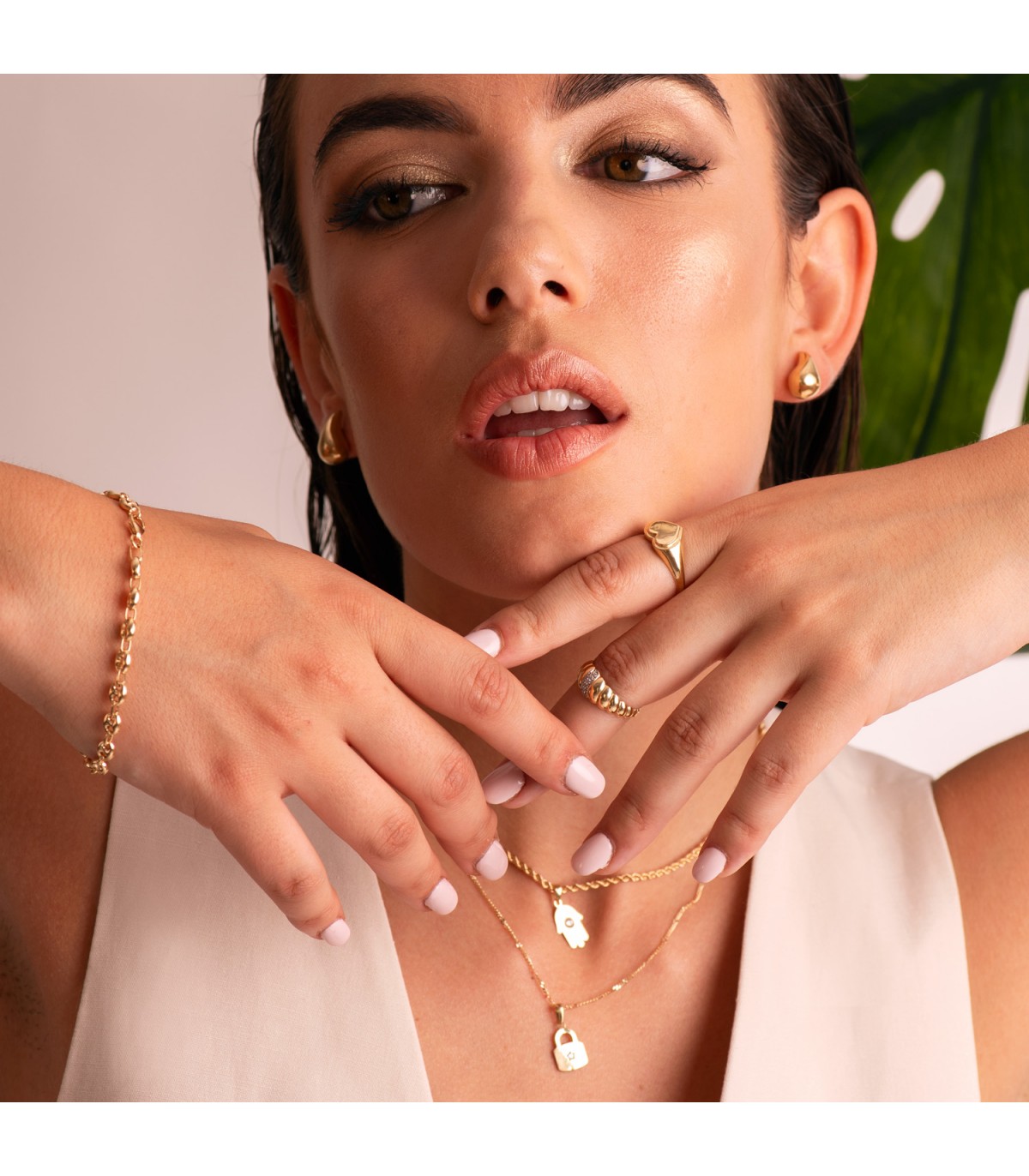Bague godronné en deux ors 18 carats - Bagues pour femme, modèle à bande tressée Croissant.
