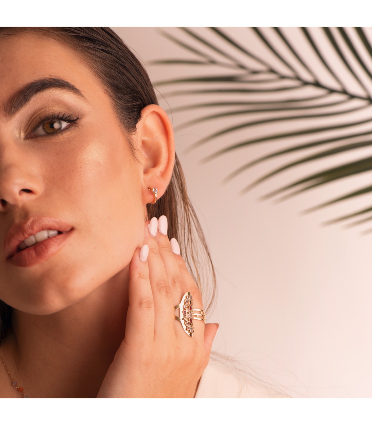 Aros de oro baratos pequeños - Glam Aguamarina