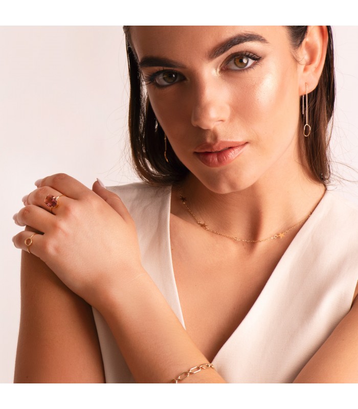 Orecchini pendenti con catenina in oro e cerchio oval | Orecchini eleganti per donna