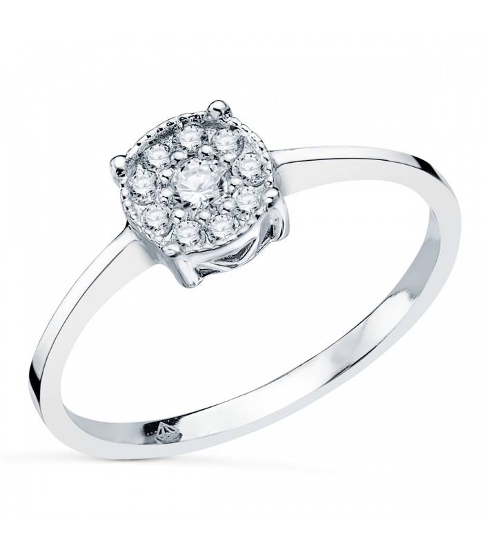 Anillo Meena Diamantes 0.180 Qtes. OB 18K. Anillo de mujer en oro blanco. Alta Joyería.