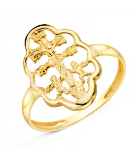 Anillo Cruz de Caravaca Oro 18 Kilates, anillos para mujer grandes.