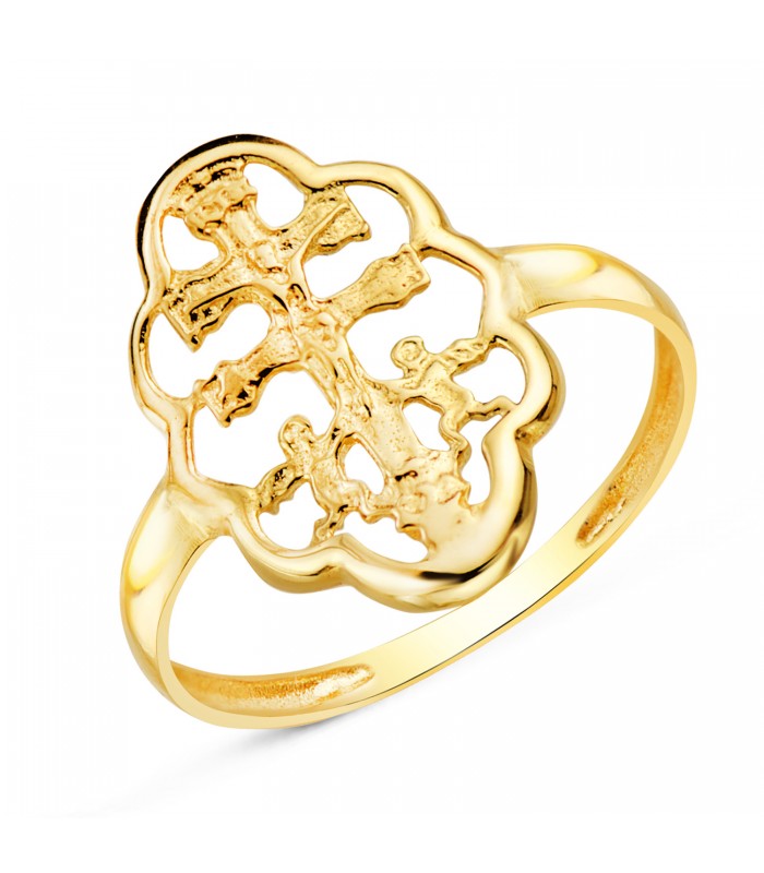 Anillo Cruz de Caravaca Oro 18 Kilates, anillos para mujer grandes.