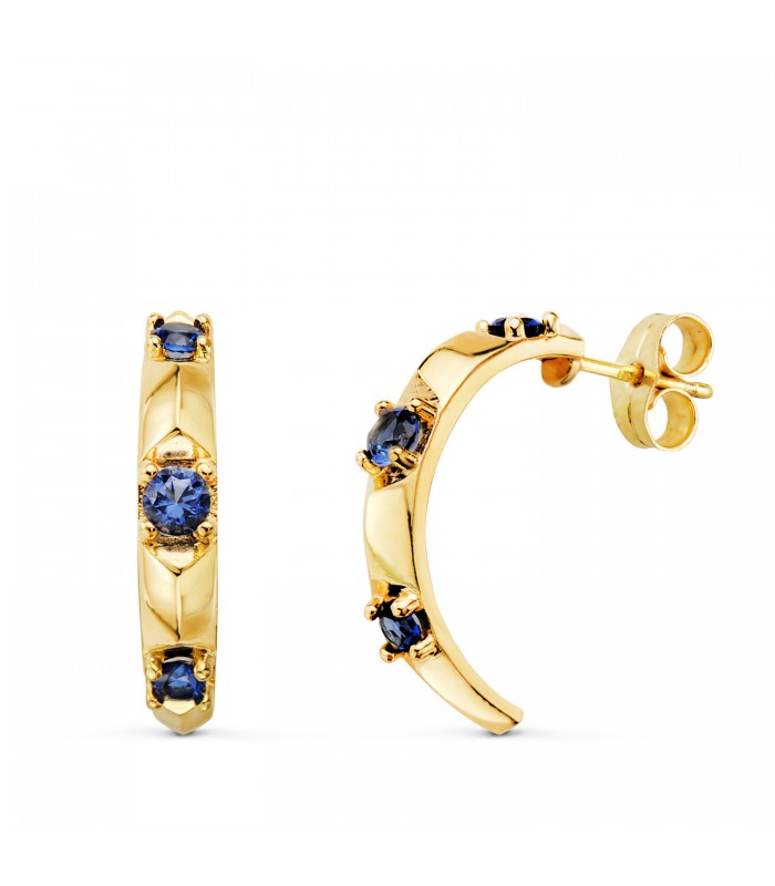 Orecchini a cerchio con Pietre blu | Orecchini donna Citadelle Oro giallo con  Zirconi colorati