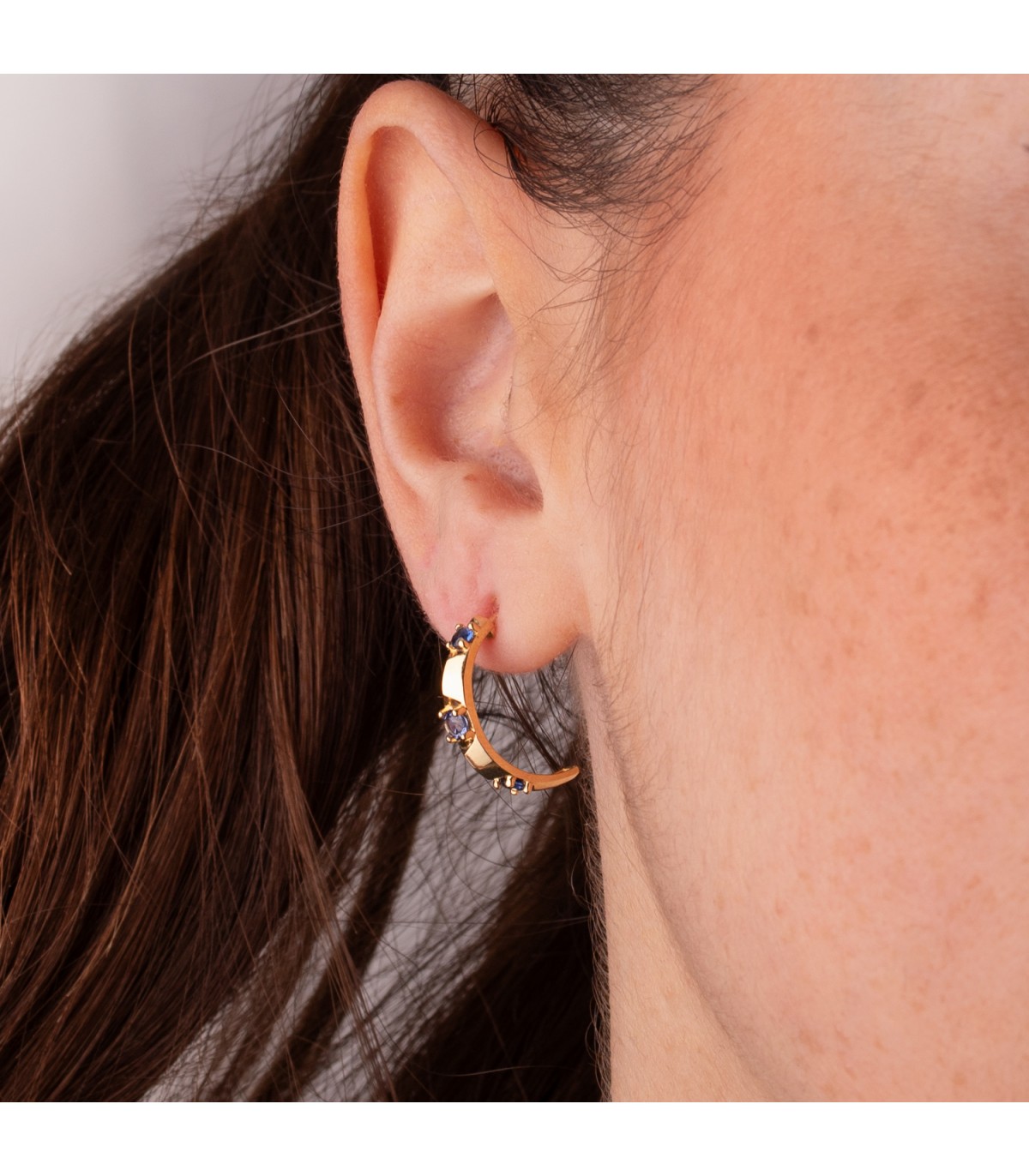 Orecchini a cerchio con Pietre blu | Orecchini donna Citadelle Oro giallo con  Zirconi colorati