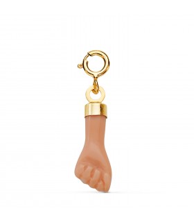 Ciondolo portafortuna pugno, Charm Mano oro 18kt 17mm, colore rosa