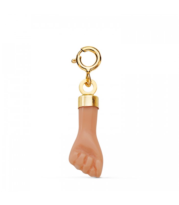 Hand Charm-Anhänger 750 Gold, Faust 18K Rosa/Pink – Glücksbringer & Schutzsymbol