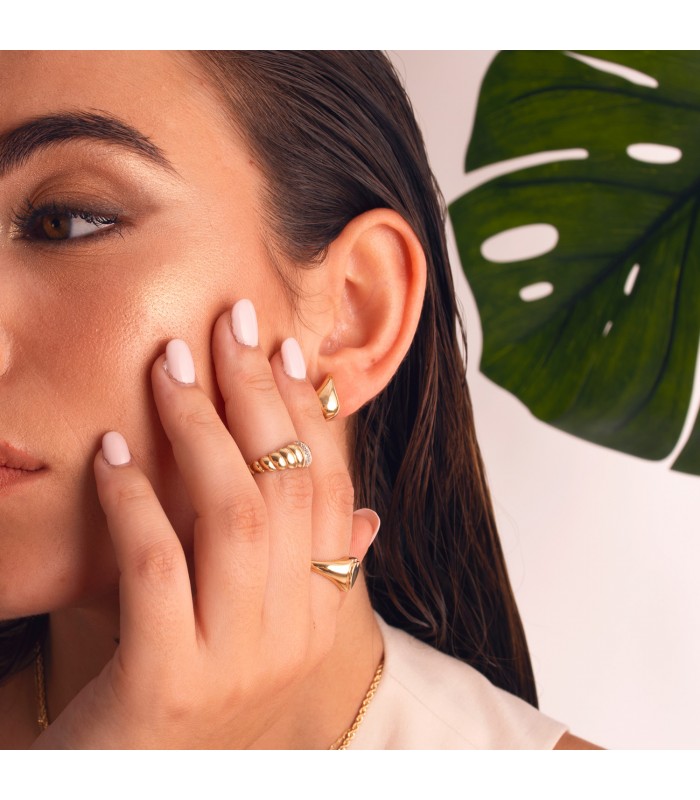 Bague godronné en deux ors 18 carats - Bagues pour femme, modèle à bande tressée Croissant.