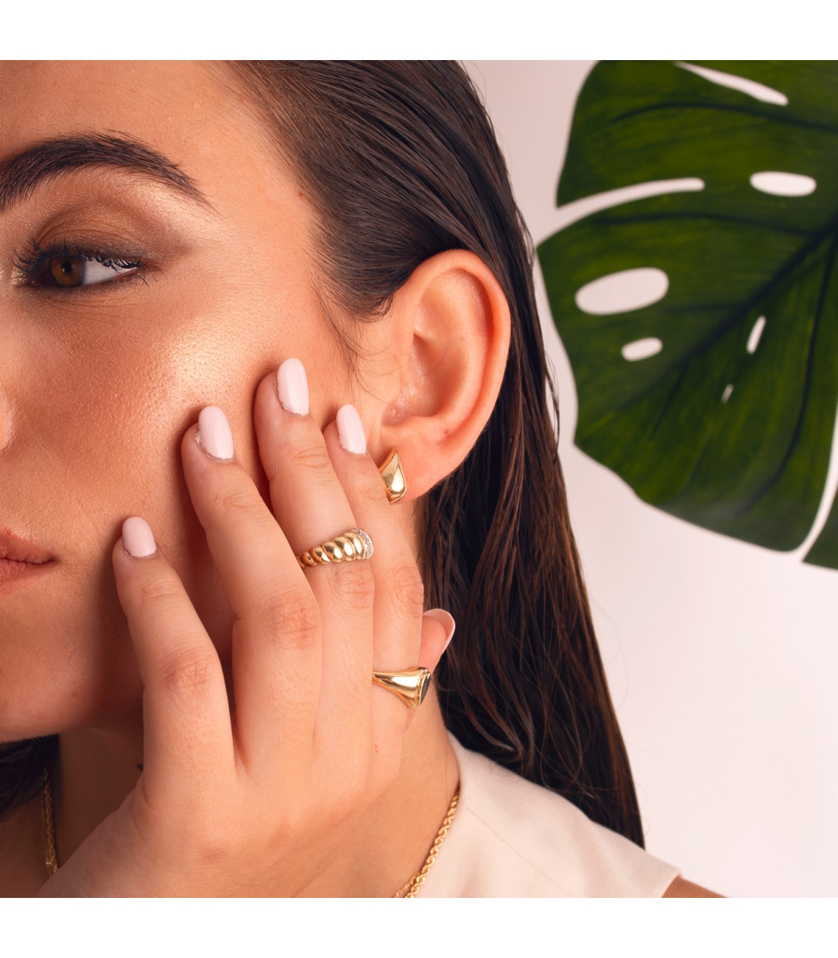 CROISSANT Damen Ring Gold 750 18K - Weißgold & Gelbgold, Gewölbt, Glatt, Wellen-Form.
