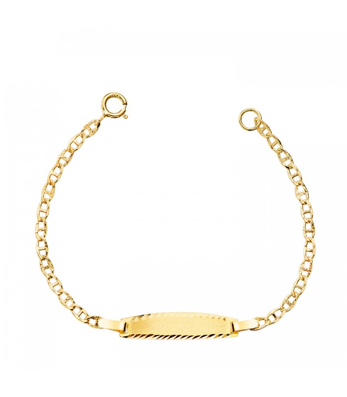 Esclava de bebé 11.5 cm ancla oro 18 K. Regalos para bautizo. Pulsera no me olvides.