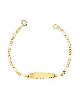 Gourmette Bébé 12 cm Figaro or 18 K. Gourmettes pour baptême en or 750.