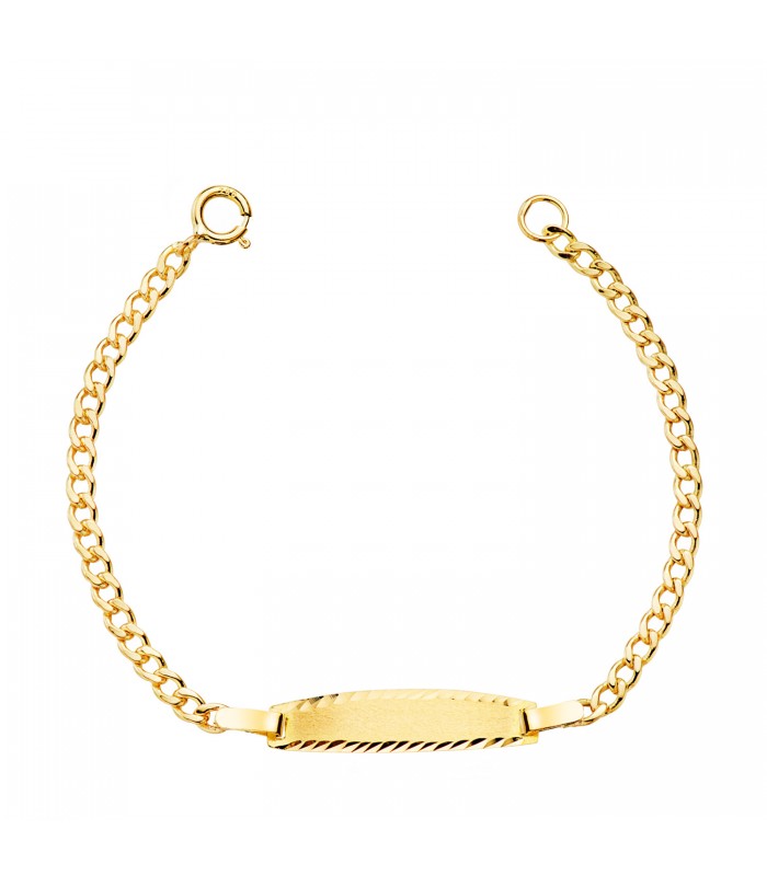 Esclava de bebé 12 cm barbada oro 18 K. Regalos para bautizo. Pulsera no me olvides.