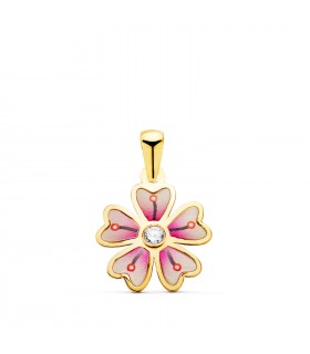 Pendentif Fille Hawai Or 18K Fleur 11 mm