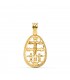 Ciondolo Croce Caravaca con bordo rigato Oro 18Kt 23 mm - Ciondolo religioso portafortuna