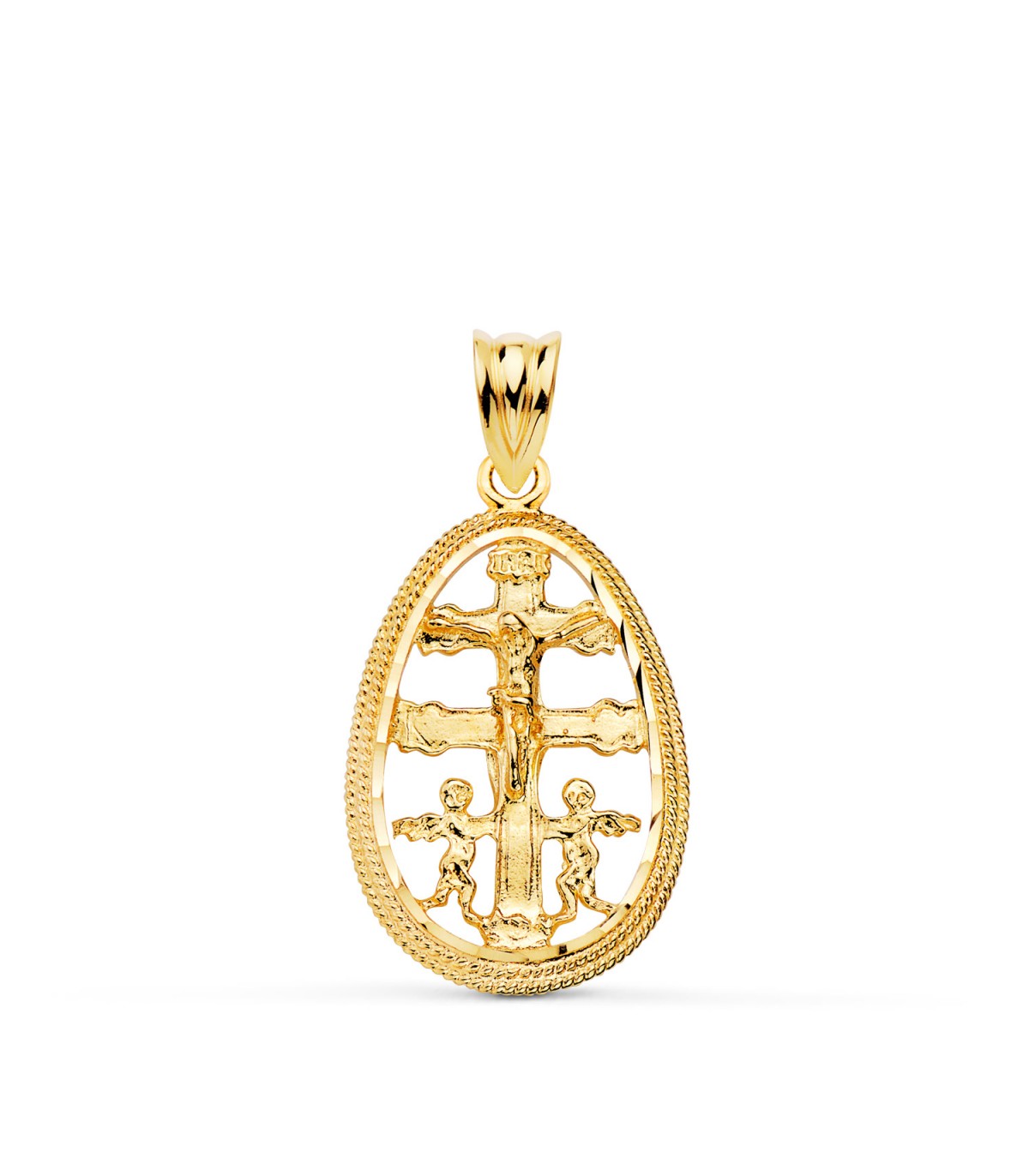 Colgante Cruz de Caravaca de Oro 18 K 23 mm con cerco | Colganetes religiosos