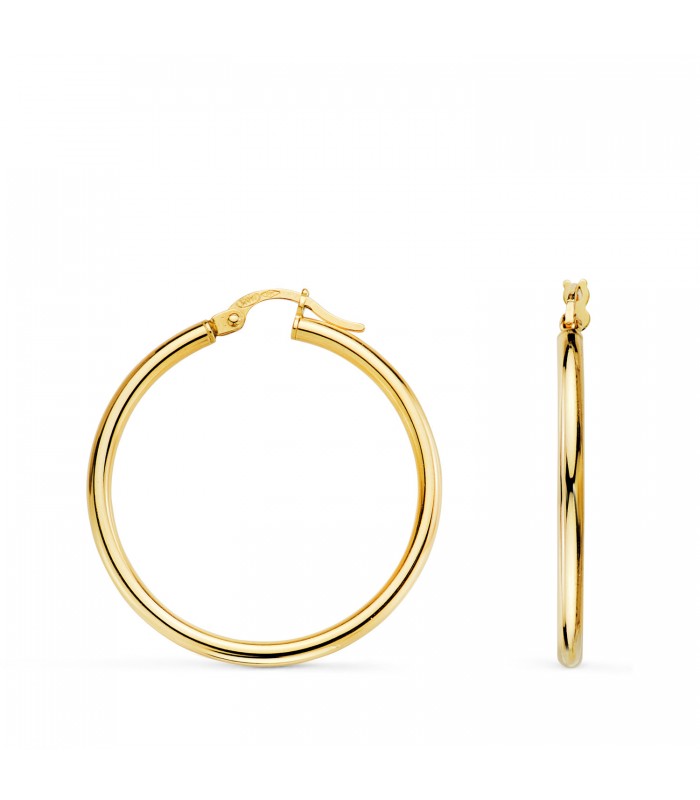 Pendientes aros para mujer en oro amarillo 18 kilates.