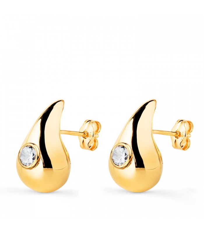 Boucles d'oreilles Gouttes zircones Or 18K