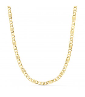 Collana catena da uomo in oro 18Kt 4 mm 60cm - Maglia figaro 3+1 - marina alternata
