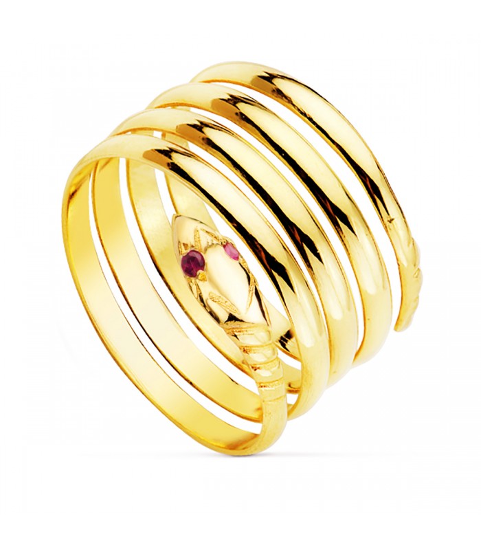 Sortija serpiente rubí Susana oro 18K. Joyas mujer. Anillos de oro en joyería online.