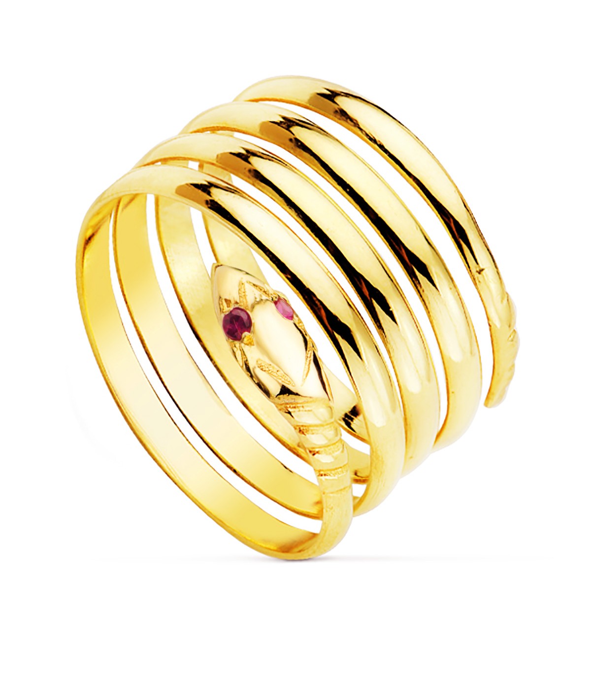 Sortija serpiente rubí Susana oro 18K. Joyas mujer. Anillos de oro en joyería online.