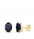 Pendientes oval azul Oro 18K 7mm - pendientes oreja, oro amarillo 18 kilates, joyas de mujer