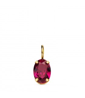 Anhänger Stein Rubin farbe 7 mm, Kettenanhänger mit Zirkonia Oval, 18 K Gold