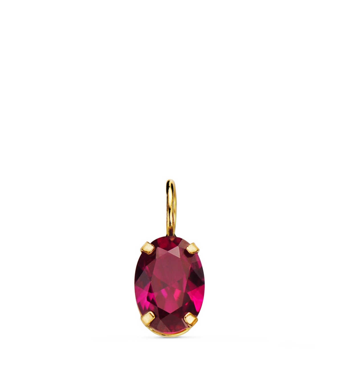 Pendentif ovale rouge Or 18K 7mm| Pendentif pour femme, idée-cadeau femme bijoux