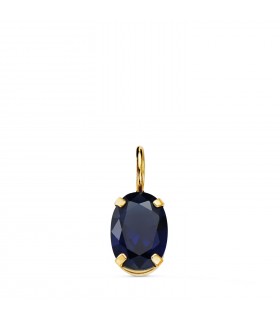 Oval Blau Stein Anhänger Gelbgold 750, Zirkonia Saphirfarbe 7 x 5 mm | Schmuck Damen