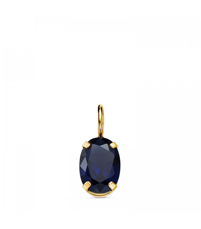 Pendentif ovale bleu Or 18K 7mm| Pendentif pour femme, idée-cadeau femme bijoux