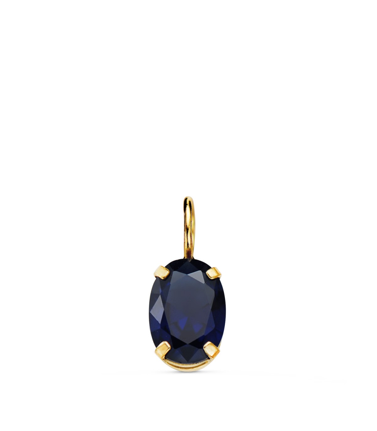 Pendentif ovale bleu Or 18K 7mm| Pendentif pour femme, idée-cadeau femme bijoux