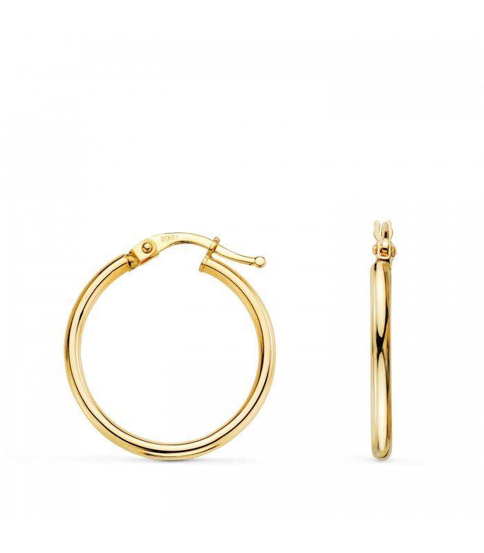 Pendientes aro hueco Oro amarillo 18K 24mm | Pendientes Mujer, joyas online.