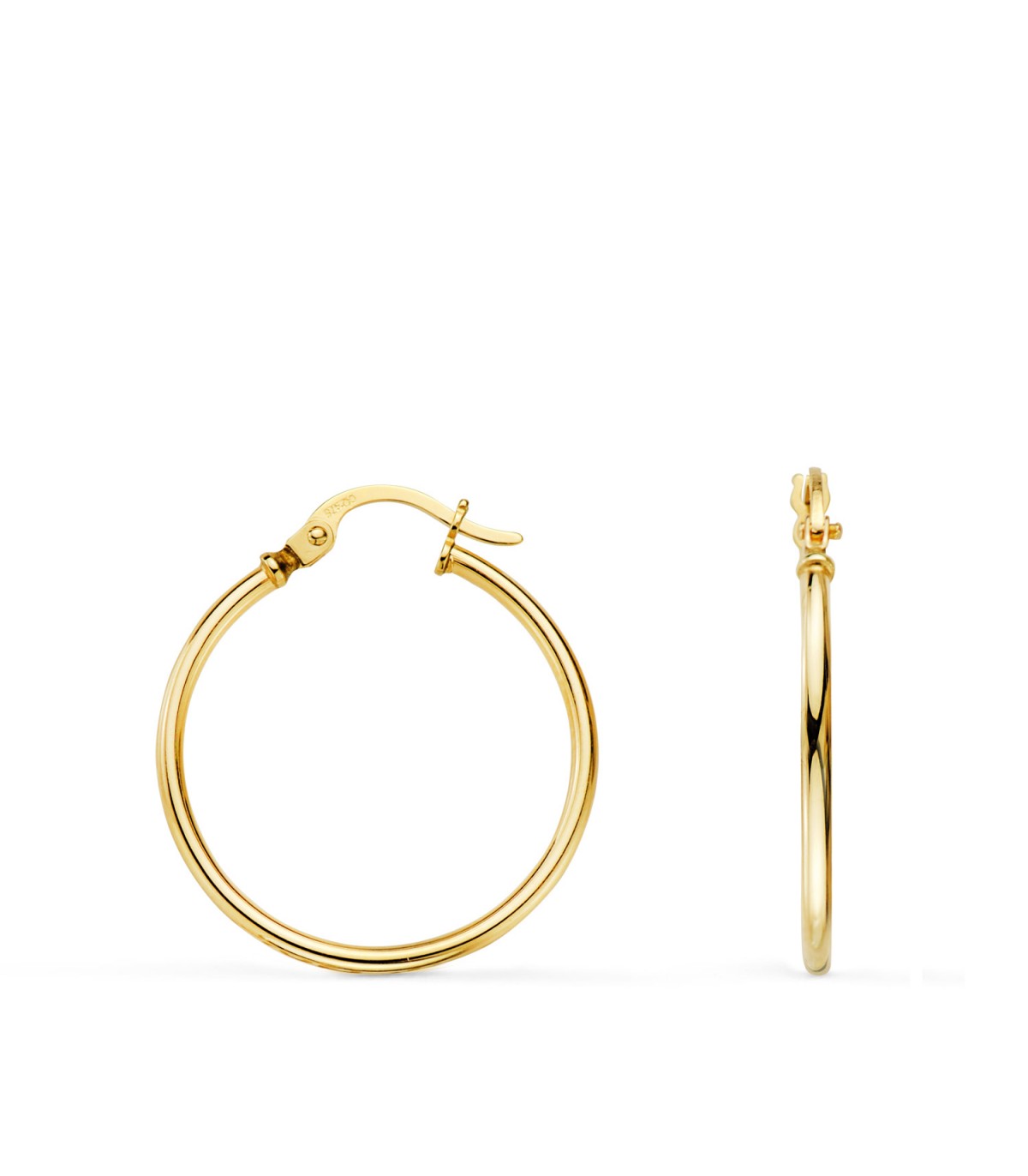 Pendientes aro oro 18 kilates 21mm. Joyas de mujer en oro. Aros de grosor 1,5 mm.