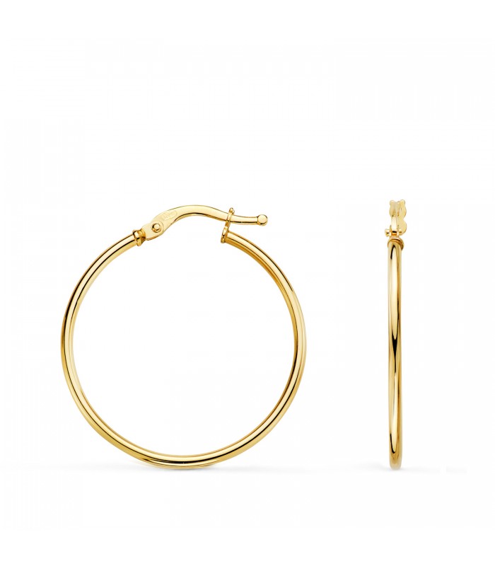 Boucles d'oreilles créole or 750 28 mm. Bijoux femme en or 18K. Épaisseur 1,5 mm.
