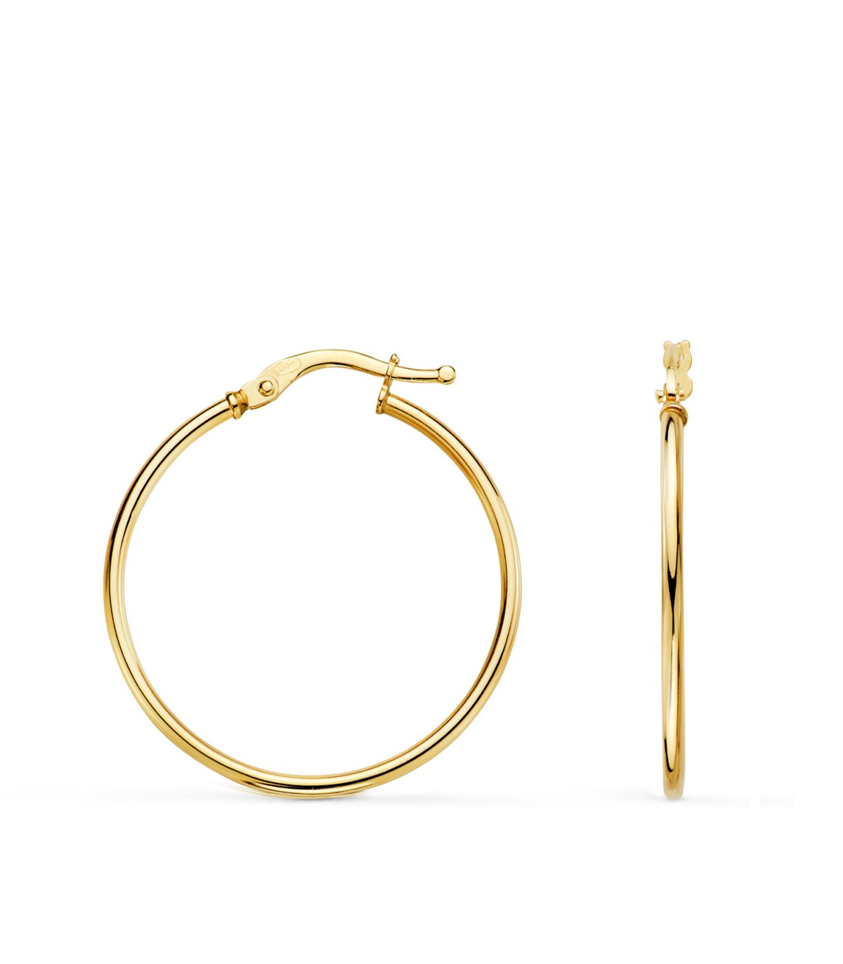 Pendientes aro oro 18 kilates 28 mm. Joyas de mujer en oro. Aros de grosor 1,5 mm.
