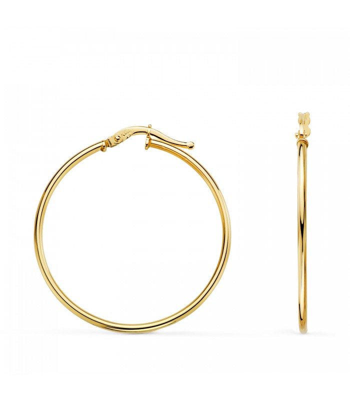Pendientes aro oro 18 kilates 33 mm. Joyas de mujer en oro. Aros de grosor 1,5 mm.