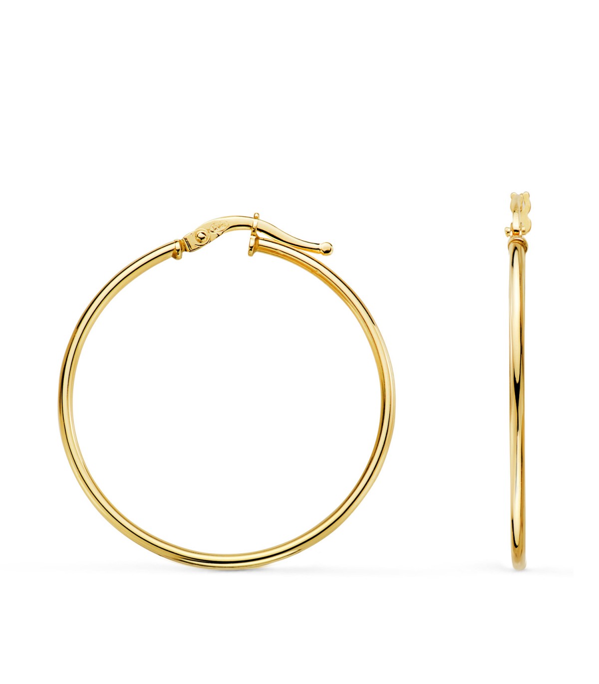 Pendientes aro oro 18 kilates 33 mm. Joyas de mujer en oro. Aros de grosor 1,5 mm.